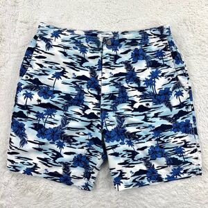 Onia The‎ Calder Floral Swim Trunks Men's Large Blue Hawaiian Tropical Beach